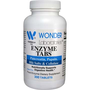 Enzyme Tabs w/ Pancreatin, Papain, Bile Salts & Cellulase