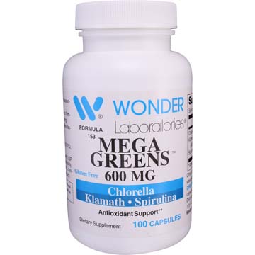 Mega Greens™ 600 mg | Chlorella + Klamath + Spirulina