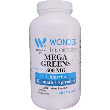 Mega Greens™ 600 mg | Chlorella + Klamath + Spirulina