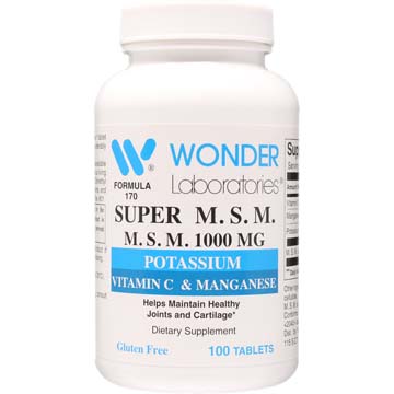 Super M.S.M. 1000 mg | Potassium, Vitamin C & Manganese