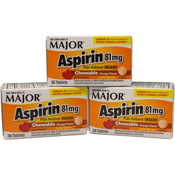 Children's Chewable Aspirin 81 mg | Orange Flavored (3 Pack)