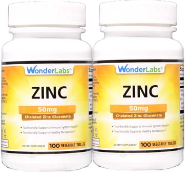 Zinc 50 mg | Chelated Zinc Gluconate 2 Pack