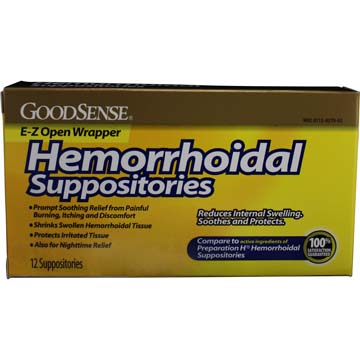 Hemorrhoidal Suppositories w/ E-Z Open Wrapper by GoodSense